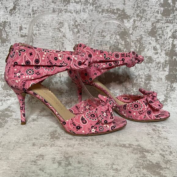 Charlotte Olympia Patty Rodeo Bandana Print Heels in Pink - Picture 2 of 9